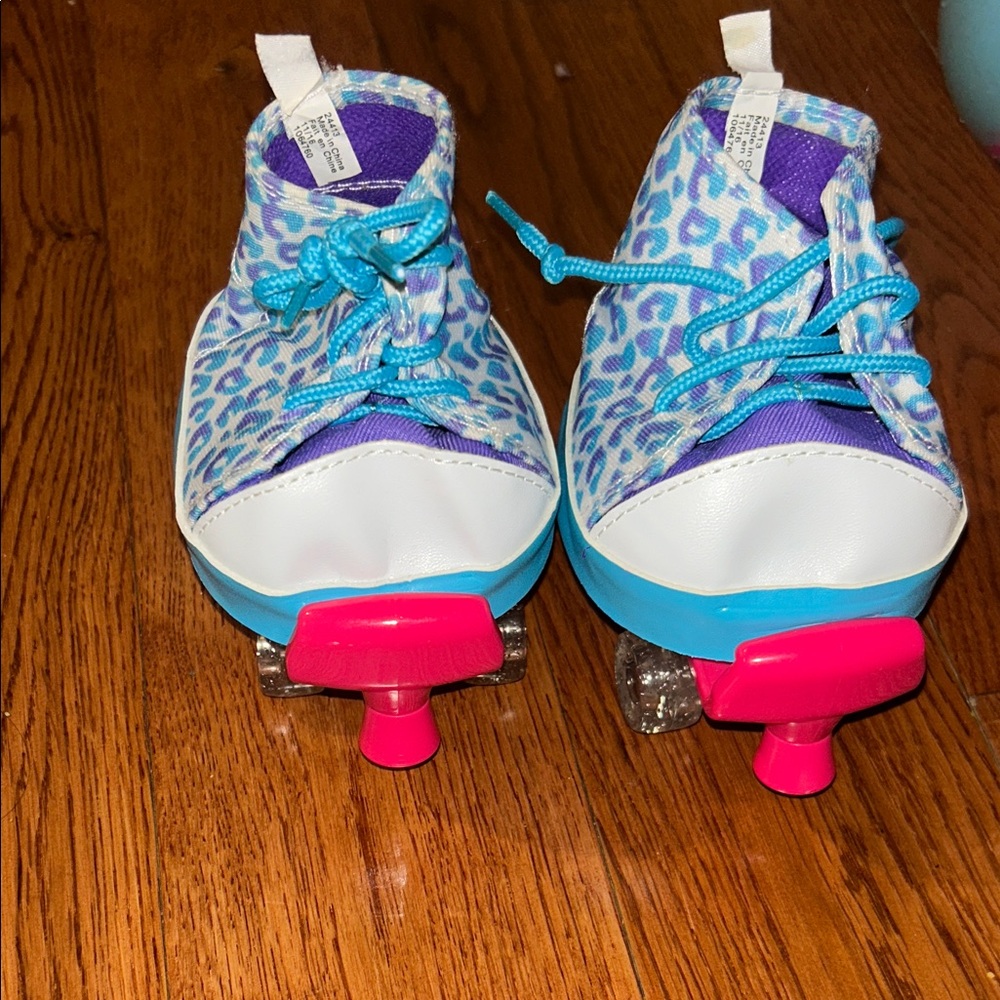 Build-A-Bear Blue and Pink Roller Shoes